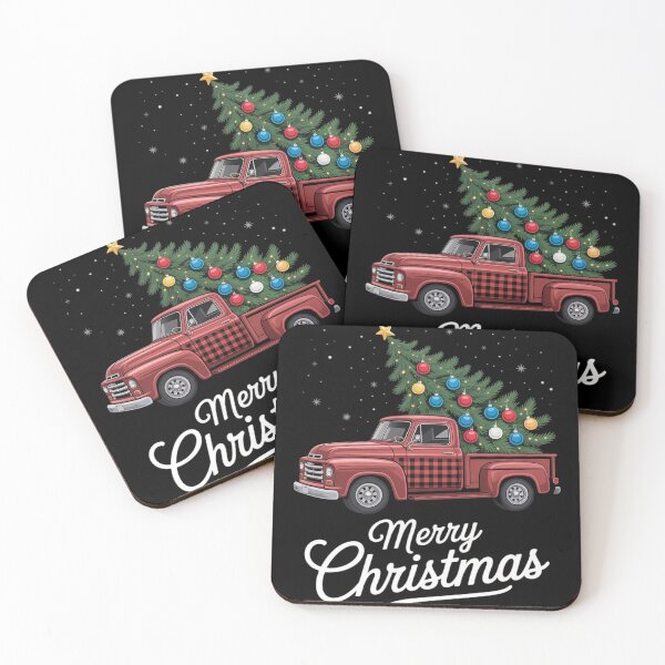 Item preview, Red Buffalo Plaid Pickup Truck with Tree Merry Christmas  designed and sold by InspiredFoul.