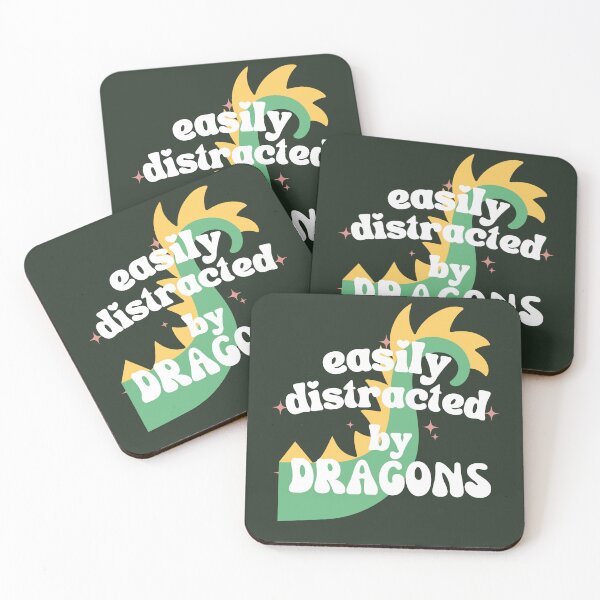 Item preview, Easily Distracted by Dragons - fantasy books mythical creatures designed and sold by Fantasy Cache.