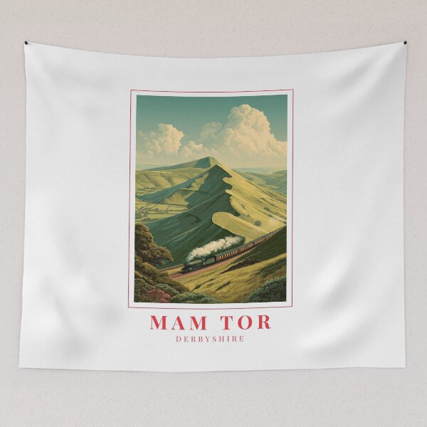 Item preview, Mam Tor Derbyshire Illustration – Shivering Mountain, Great Ridge & Cultural Landscape designed and sold by MapMyMiles.