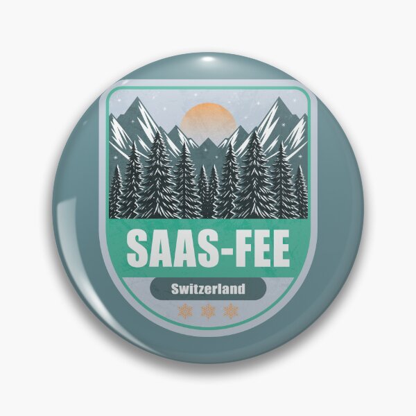Item preview, Saas-Fee Switzerland – Snowy Mountain Winter Badge designed and sold by CynthiaGraphics.