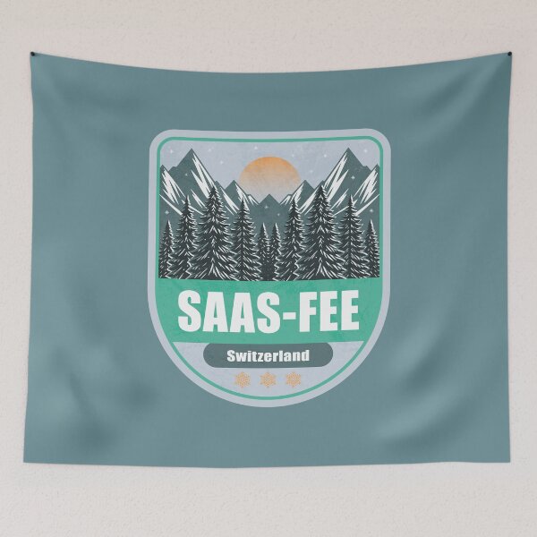 Item preview, Saas-Fee Switzerland – Snowy Mountain Winter Badge designed and sold by CynthiaGraphics.