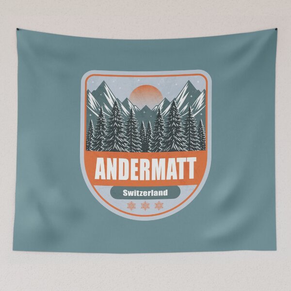 Item preview, Andermatt Switzerland – Snowy Mountain Winter Badge designed and sold by CynthiaGraphics.