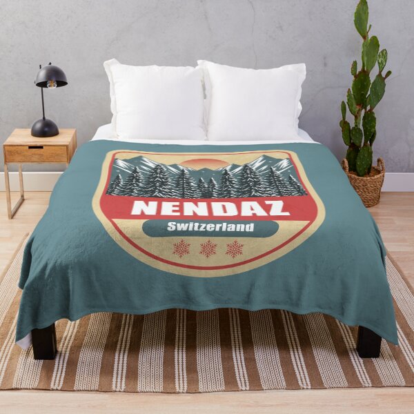 Item preview, Nendaz Switzerland – Snowy Mountain Winter Badge designed and sold by CynthiaGraphics.