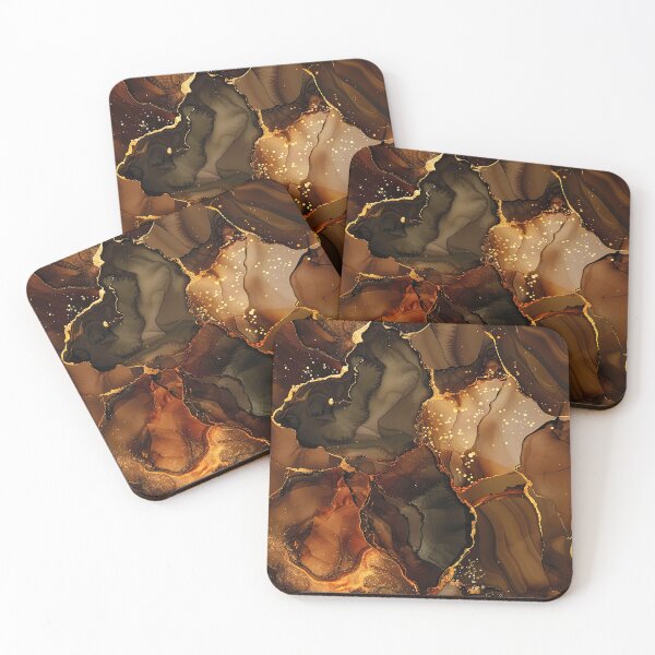 Item preview, Chocolate Browns And Golden Alcohol Ink Marbled Art designed and sold by DEC02.