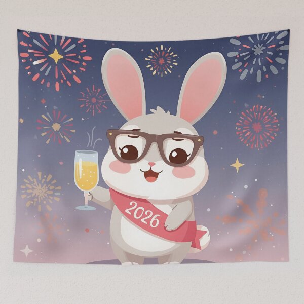Item preview, Bunny Cheers to 2026 – Cute Celebration Begins designed and sold by WildlifeWhimsy.