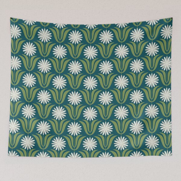 Item preview, Retro Mid Century Blue & Green Danish Mod Floral designed and sold by RetroMaggie.