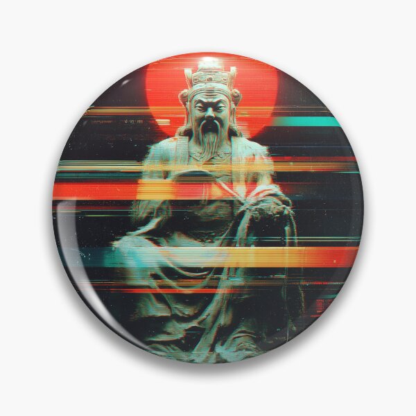 Item preview, Cyberpunk Deity: Glitch Art Chinese God Statue designed and sold by t5uisiu.