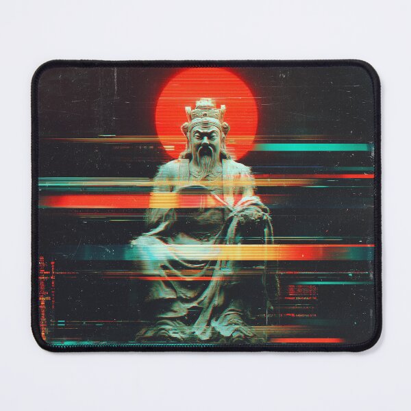 Item preview, Cyberpunk Deity: Glitch Art Chinese God Statue designed and sold by t5uisiu.