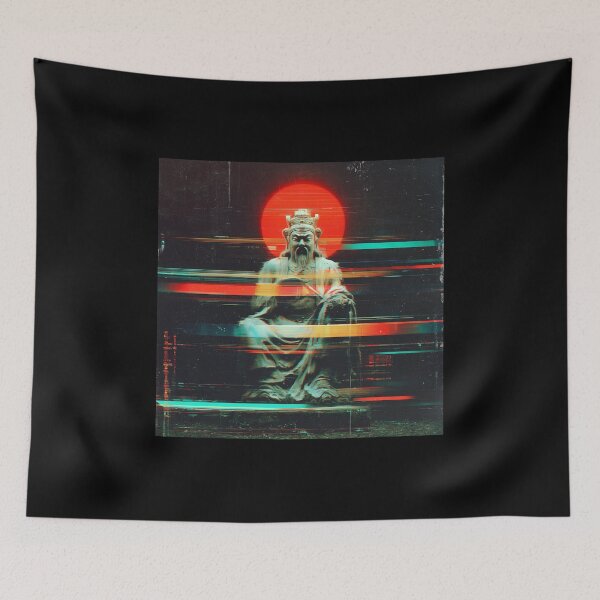 Item preview, Cyberpunk Deity: Glitch Art Chinese God Statue designed and sold by t5uisiu.