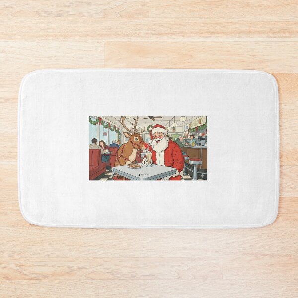 Item preview, Santa and Rudolph sharing a milkshake designed and sold by planer.