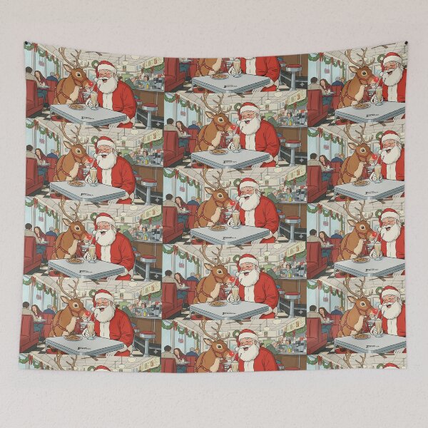 Item preview, Santa and Rudolph sharing a milkshake designed and sold by planer.