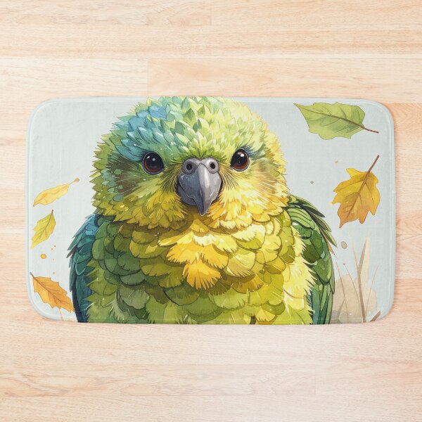 Item preview, Kakapo parrot sitting in jungle leaves, funny designed and sold by LiskoDesign.