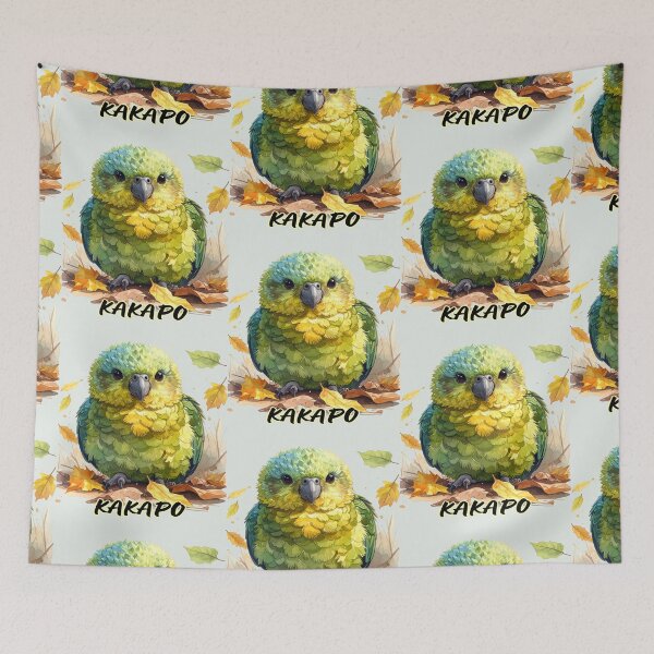 Item preview, Kakapo parrot sitting in jungle leaves, funny designed and sold by LiskoDesign.