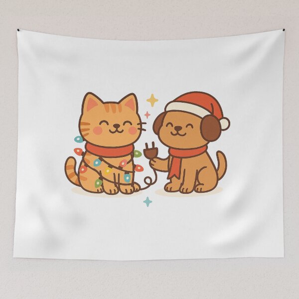 Item preview, Christmas Lights – Cute Cat and Dog Tangled Light String Holiday Cartoon Design designed and sold by StyleLap.