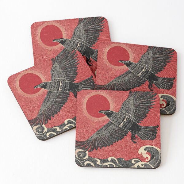 Item preview, Raven Totem – Northwest Coast Formline Art with Red Sun & Waves designed and sold by Alaska Magick.
