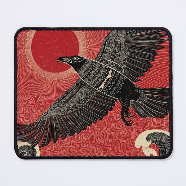 Item preview, Raven Totem – Northwest Coast Formline Art with Red Sun & Waves designed and sold by Alaska Magick.