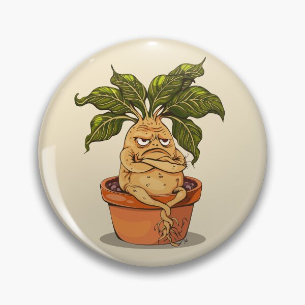 Item preview, Grumpy Mandrake Root Creature Sitting in a Pot designed and sold by Mariia Berezhna.