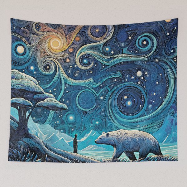 Item preview, Cosmic Bear Spirit Animal – Mystical Northern Lights Wilderness Art designed and sold by Alaska Magick.
