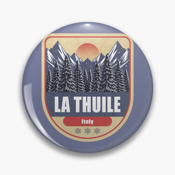 Item preview, La Thuile Italy – Snowy Mountain Winter Badge designed and sold by CynthiaGraphics.