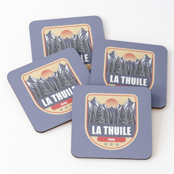 Item preview, La Thuile Italy – Snowy Mountain Winter Badge designed and sold by CynthiaGraphics.