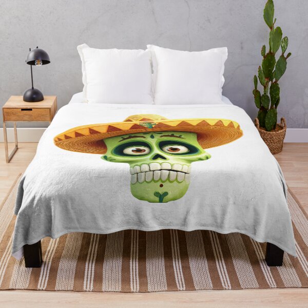Item preview, Cute Green Mexican Skull with Sombrero – Colorful Cartoon Calavera Art designed and sold by DesignArtist.ia.