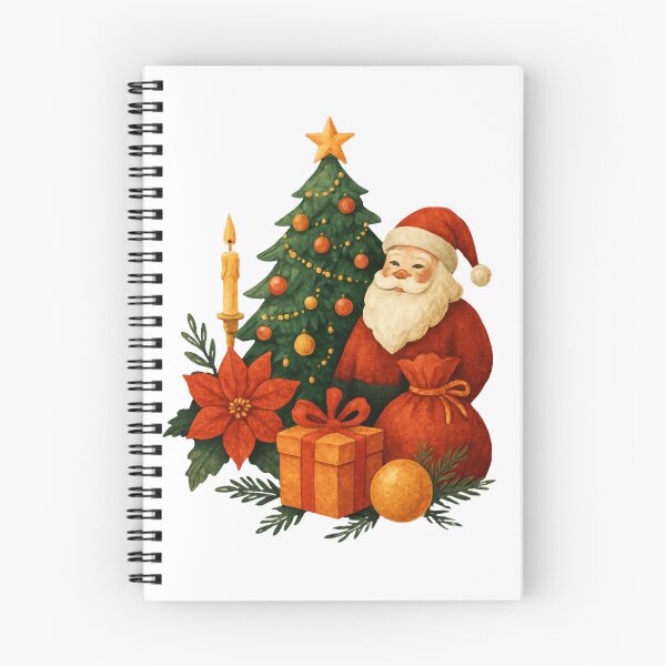 Item preview, Ilustración navideña artística en acuarela: Papá Noel, árbol y regalos festivos designed and sold by PrincessStudio.