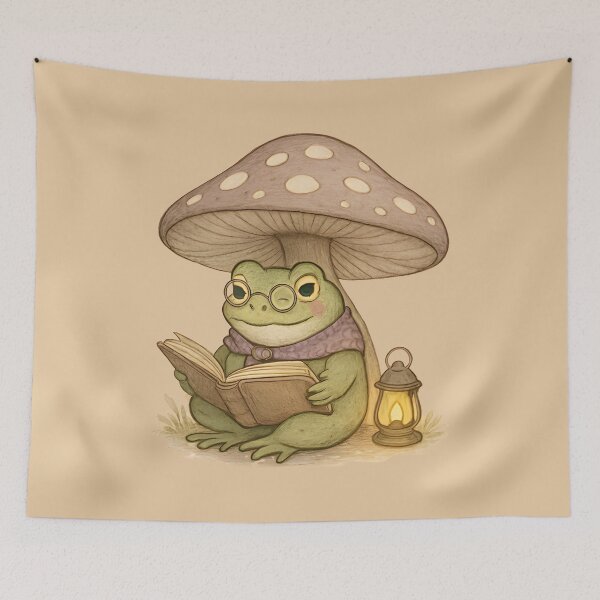 Item preview, Cottagecore Frog Reading Book designed and sold by SignumShop.