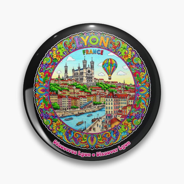 Item preview, Lyon France – Découvrez Lyon • Discover Lyon (Colorful Cityscape Art) designed and sold by FrancophileFun.