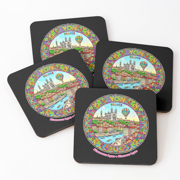 Item preview, Lyon France – Découvrez Lyon • Discover Lyon (Colorful Cityscape Art) designed and sold by FrancophileFun.