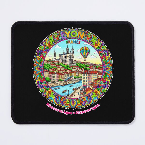 Item preview, Lyon France – Découvrez Lyon • Discover Lyon (Colorful Cityscape Art) designed and sold by FrancophileFun.