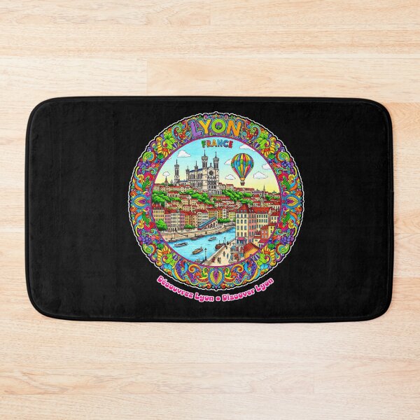 Item preview, Lyon France – Découvrez Lyon • Discover Lyon (Colorful Cityscape Art) designed and sold by FrancophileFun.