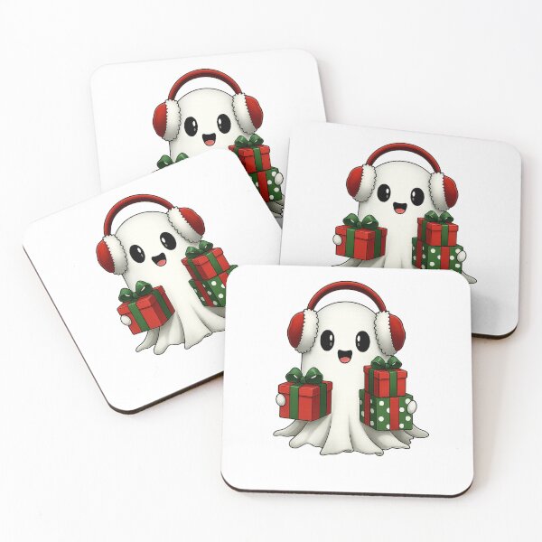 Item preview, Cute Christmas Ghost – Adorable Festive Spirit with Gifts and Earmuffs designed and sold by hn79.
