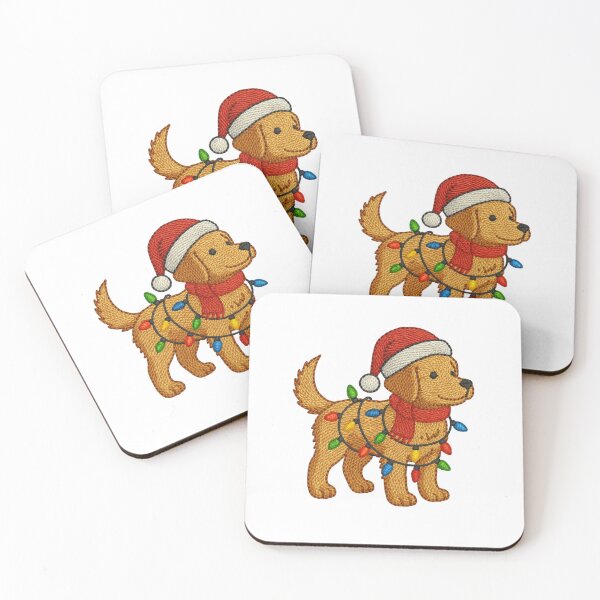 Item preview, Golden Retriever Christmas Embroidery Sticker | Cute Holiday Dog PNG designed and sold by Gurjeetpixelart.