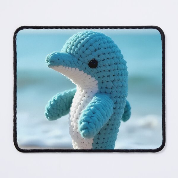 Item preview, Crocheted dolphin on the beach, light blue colors designed and sold by Mianku | Für das Leben.