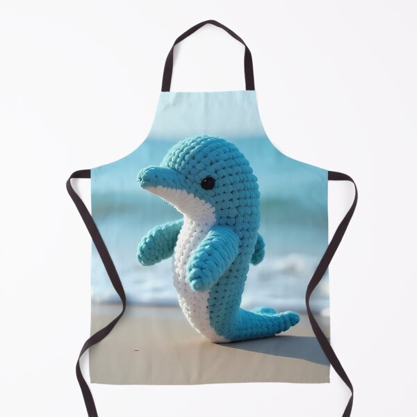 Item preview, Crocheted dolphin on the beach, light blue colors designed and sold by Mianku | Für das Leben.