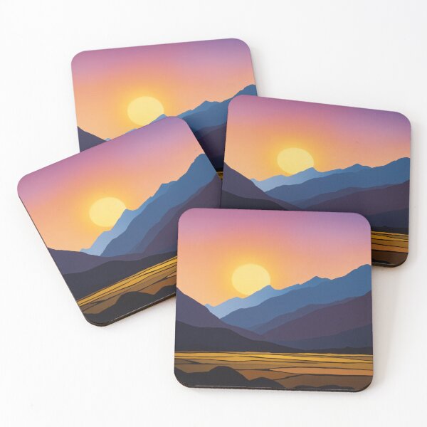 Item preview, Vector Sunset Over Blue Layered Mountains designed and sold by REPTISLAV.