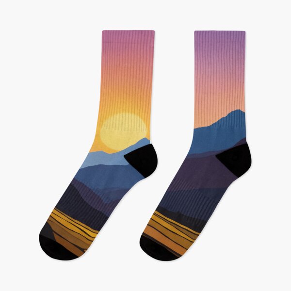 Item preview, Vector Sunset Over Blue Layered Mountains designed and sold by REPTISLAV.