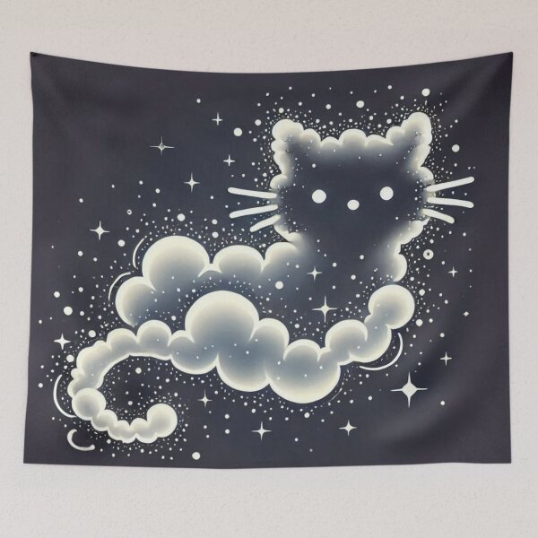 Item preview, Celestial Cloud Cat Constellation Spirit Art designed and sold by BigBlueArt.
