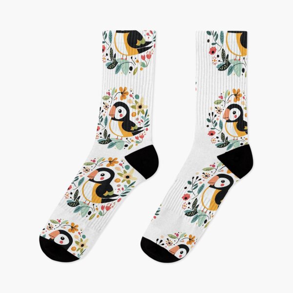 Item preview, Scandinavian Folk Art, Puffin and Flowers designed and sold by xiao xuans.