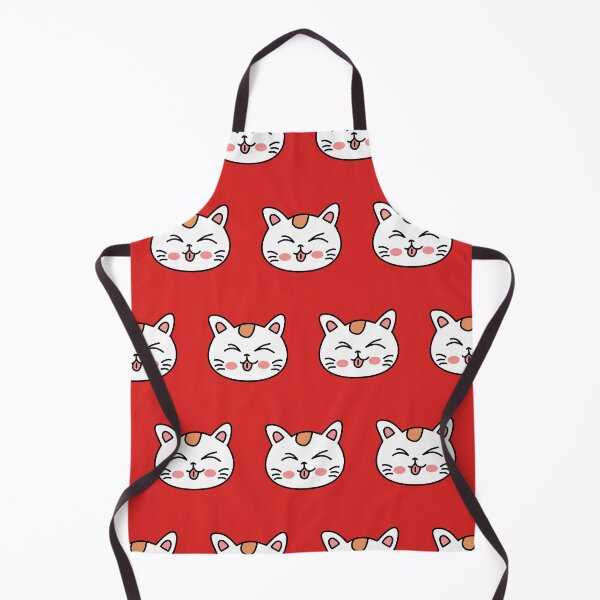 Item preview, White Lucky Cat Pattern on Red Background designed and sold by Chercheryellow.