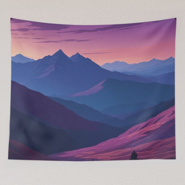 Item preview, Electric Pink and Blue Layered Mountainscape designed and sold by REPTISLAV.