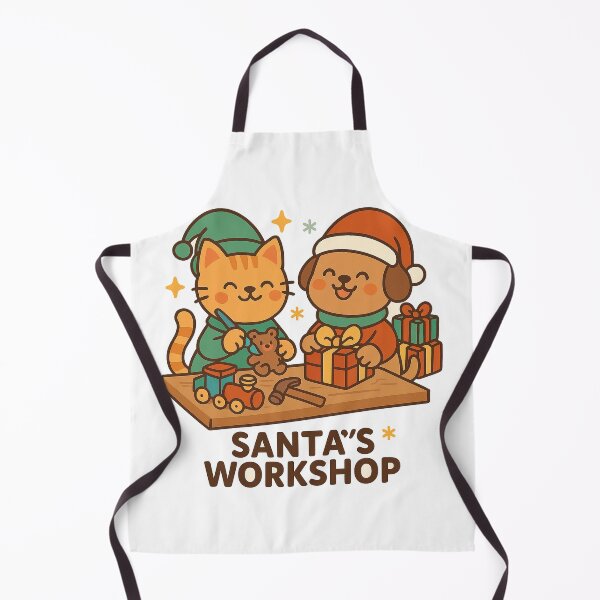 Item preview, Santa’s Workshop – Cute Christmas Cat and Dog Toy Making Cartoon Design designed and sold by StyleLap.