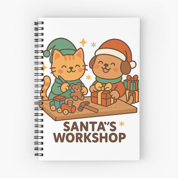 Item preview, Santa’s Workshop – Cute Christmas Cat and Dog Toy Making Cartoon Design designed and sold by StyleLap.