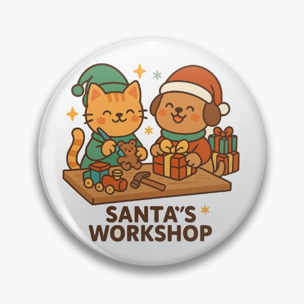 Item preview, Santa’s Workshop – Cute Christmas Cat and Dog Toy Making Cartoon Design designed and sold by StyleLap.