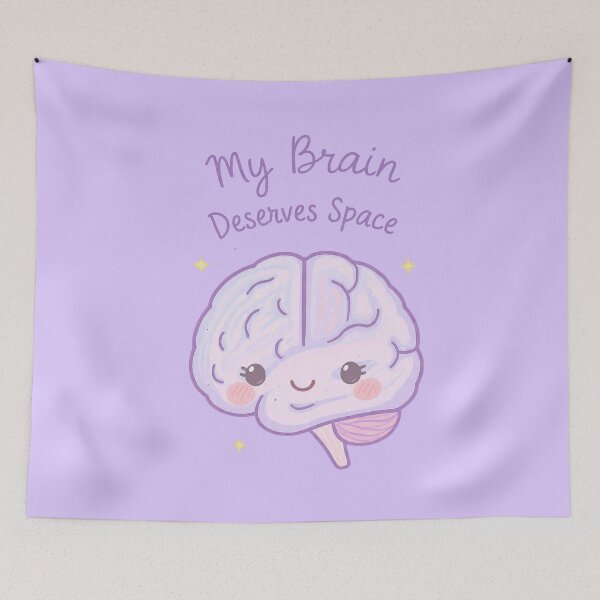 Item preview, “My Brain Deserves Space” Kawaii Pastel Brain – Neurodiversity-Inclusive Mental Health & Self-Care Design designed and sold by PureBrain.