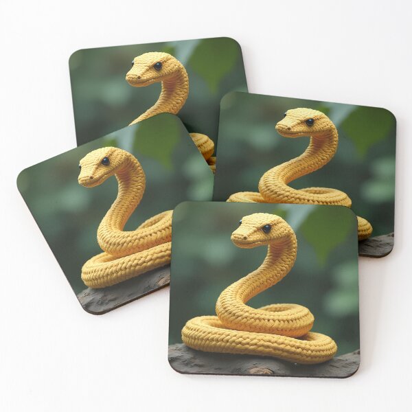 Item preview, Yellow crocheted snake on a branch designed and sold by Mianku | Für das Leben.