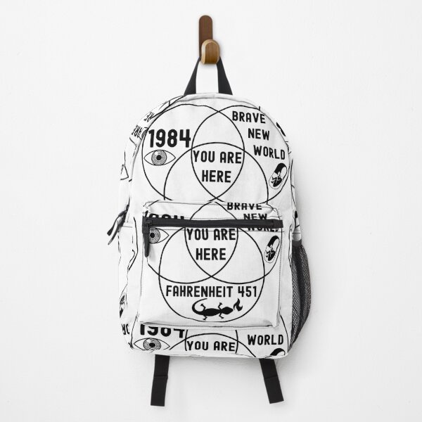 Item preview, Funny Nerdy Venn Diagram 1984 Brave New World Fahrenheit 451 Venn Diagram You are Here Dystopia English Literature Teacher Black Text designed and sold by MathWare MathClips.