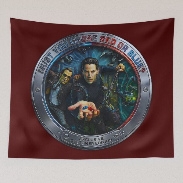 Item preview, Decision Maker: Futuristic Metallic Coin with Two Pills designed and sold by Artistic canvas store.