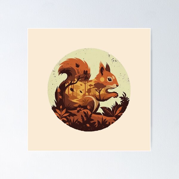 Item preview, Double Exposure Red Squirrel Autumn Forest designed and sold by CANDO ART STORE.