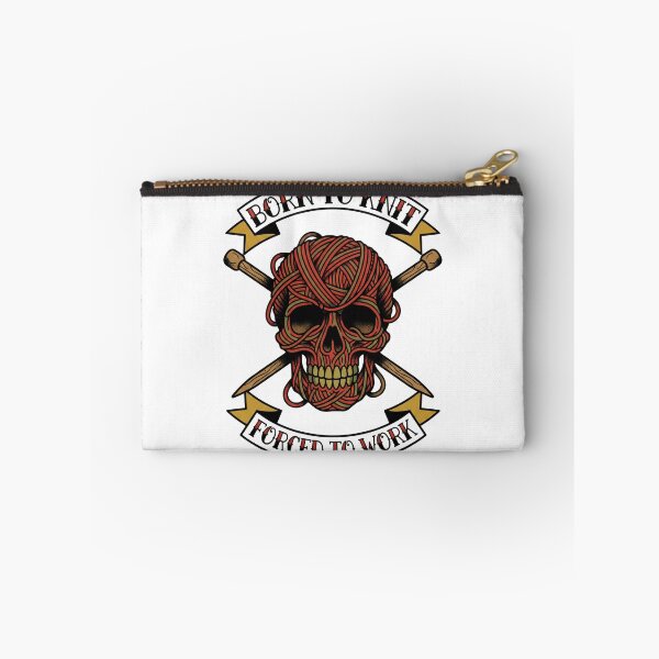 Item preview, Born to Knit Forced to Work - Tattoo Style Skull designed and sold by SavinMercantile.